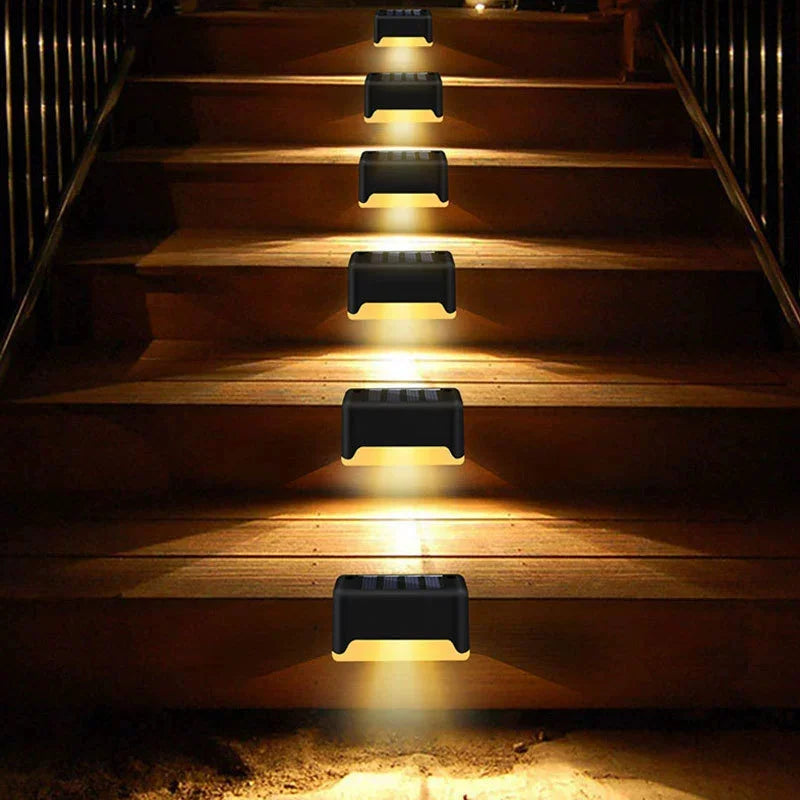 4PCS Solar Deck Light Outdoor Waterproof Solar Power Garden Lamps for Railing Stairs Step Fence Yard Patio Pathway