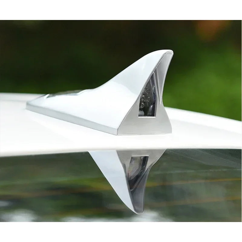 Car Decoration Light Solar Shark Fin Antenna Roof Tail Light Modified Warning Flashing Tail Light