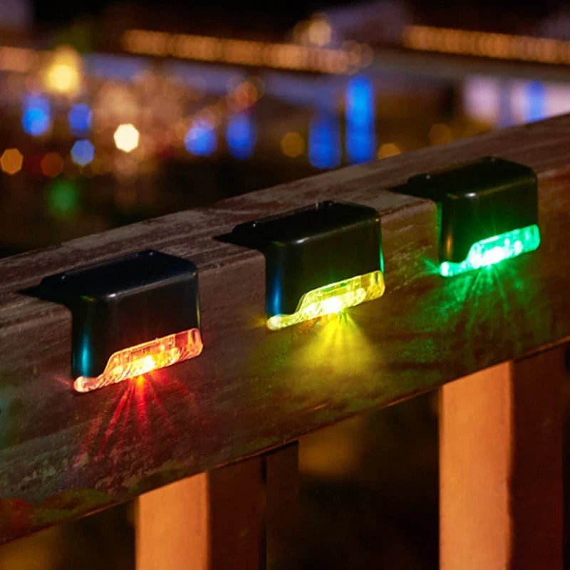 4PCS Solar Deck Light Outdoor Waterproof Solar Power Garden Lamps for Railing Stairs Step Fence Yard Patio Pathway