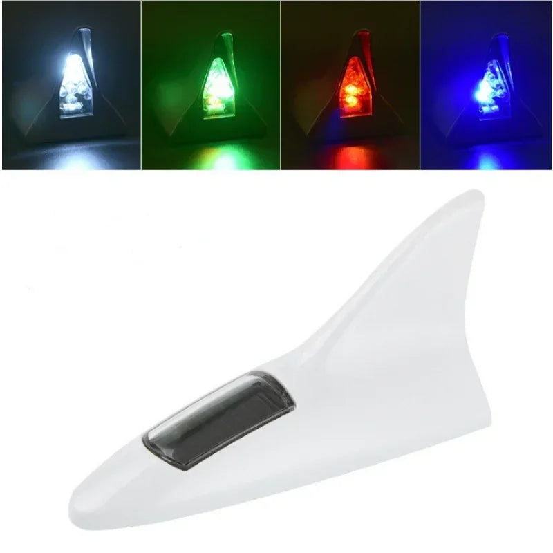 Car Decoration Light Solar Shark Fin Antenna Roof Tail Light Modified Warning Flashing Tail Light